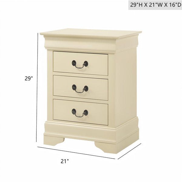 English Elm Traditional Classic Nightstand with Three Drawers, Fully Assembled 29"H x 21"W x 16"D for Easy Storage Beige 33 L x 24 W x 19 H B078108222