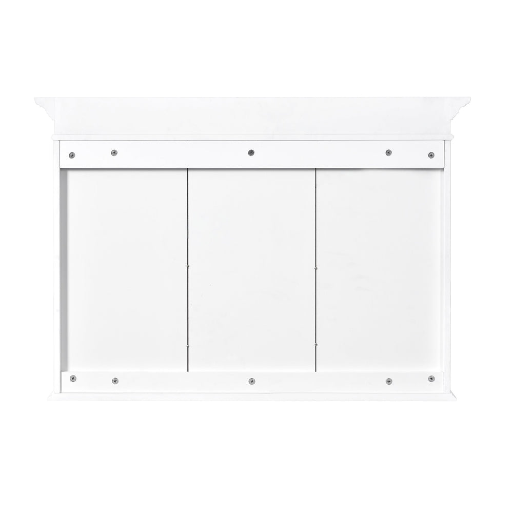 English Elm 40" Medicine Cabinet with Mirror, 6 Adjustable Shelves, Wall-Mounted Bathroom Organizer, White Modern Design N710P264317K