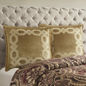 English Elm European Velvet Embroidered Geometric Pillow Sham with Metallic Stitching and Hidden Zipper Closure Gold 9.84 L x 1.72 W x 8.66 H B035128728