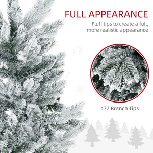 English Elm Homcom 6Ft Snow-Flocked Artificial Christmas Tree With Auto-Open Design & Steel Base For Cozy Holiday Charm W2225P229668