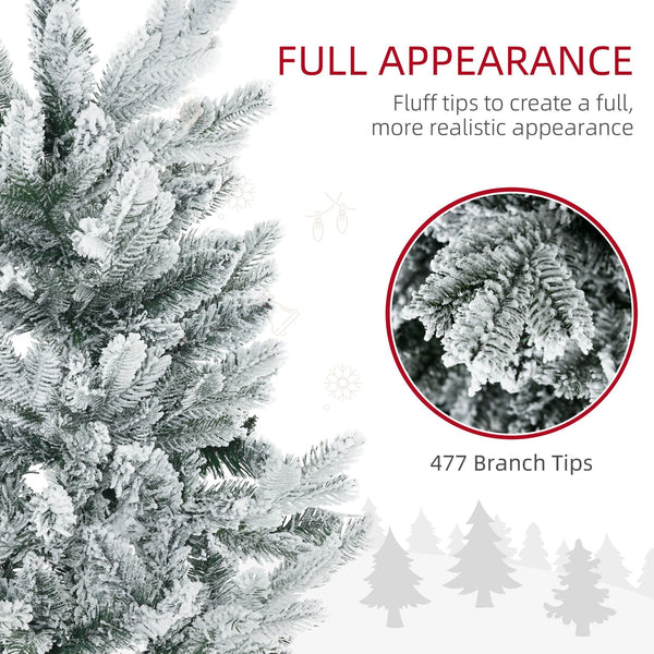 English Elm Homcom 6Ft Snow-Flocked Artificial Christmas Tree With Auto-Open Design & Steel Base For Cozy Holiday Charm W2225P229668