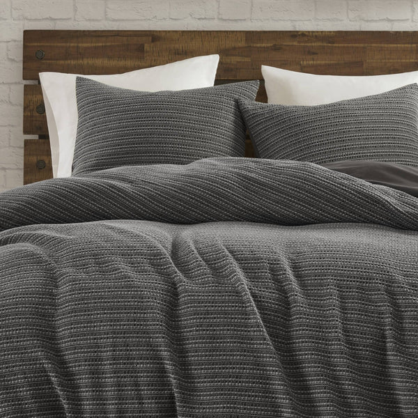English Elm 3PCS Waffle Washed Comforter Set Full/Queen with Breathable 100% Cotton Face and Plush 270G Fill Charcoal 11.5 L x 9.5 W x 8 H B035P341120