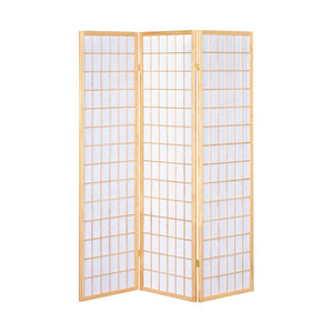 English Elm 3-Panel Folding Shoji Screen Room Divider with Brown Wood Frame for Privacy, Decorative Accent, 72" Natural B016P370022