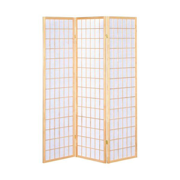 English Elm 3-Panel Folding Shoji Screen Room Divider with Brown Wood Frame for Privacy, Decorative Accent, 72" Natural B016P370022