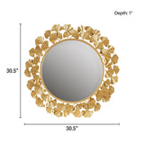 Martha Stewart Eden Transitional Gold Gingko Leaf Round Wall Mirror 30.5" MT160-0021 Gold