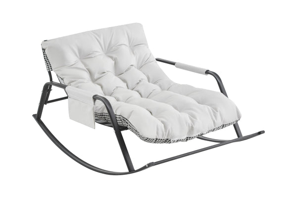 English Elm Rocking Extra-Wide Technical Leather Gliding Recliner with Plush Tufted Cushion & Durable Steel Frame White W2516P282504