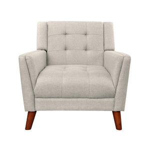 English Elm Mid-century Waffle Tufted Club Chair Solid Wood Splayed Legs Reading Lounge Accent Beige N776P379535I