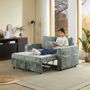 English Elm Modern Chenille Tufted Sleeper Sofa with Usb Port and Storage for Guest Rooms W1183S00024