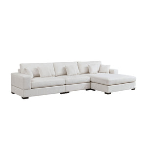 English Elm 148.03'' Mid Century Modern 4 Seat Sectional Sofa with Reversible Chaise for Living Room Beige W876S00327