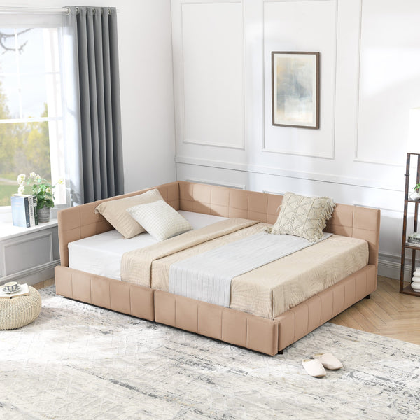 English Elm Full Size Upholstered Tufted Bed Frame - Stylish Velvet Sofa Bed With Storage, Pink Elegance W487S00305