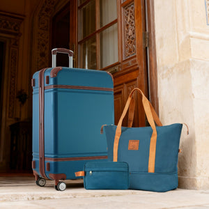 English Elm Hardshell Abs Suitcase Set with Duffel and Toiletry Bag Tsa Lock Spinner Wheels Blue N732P193484C