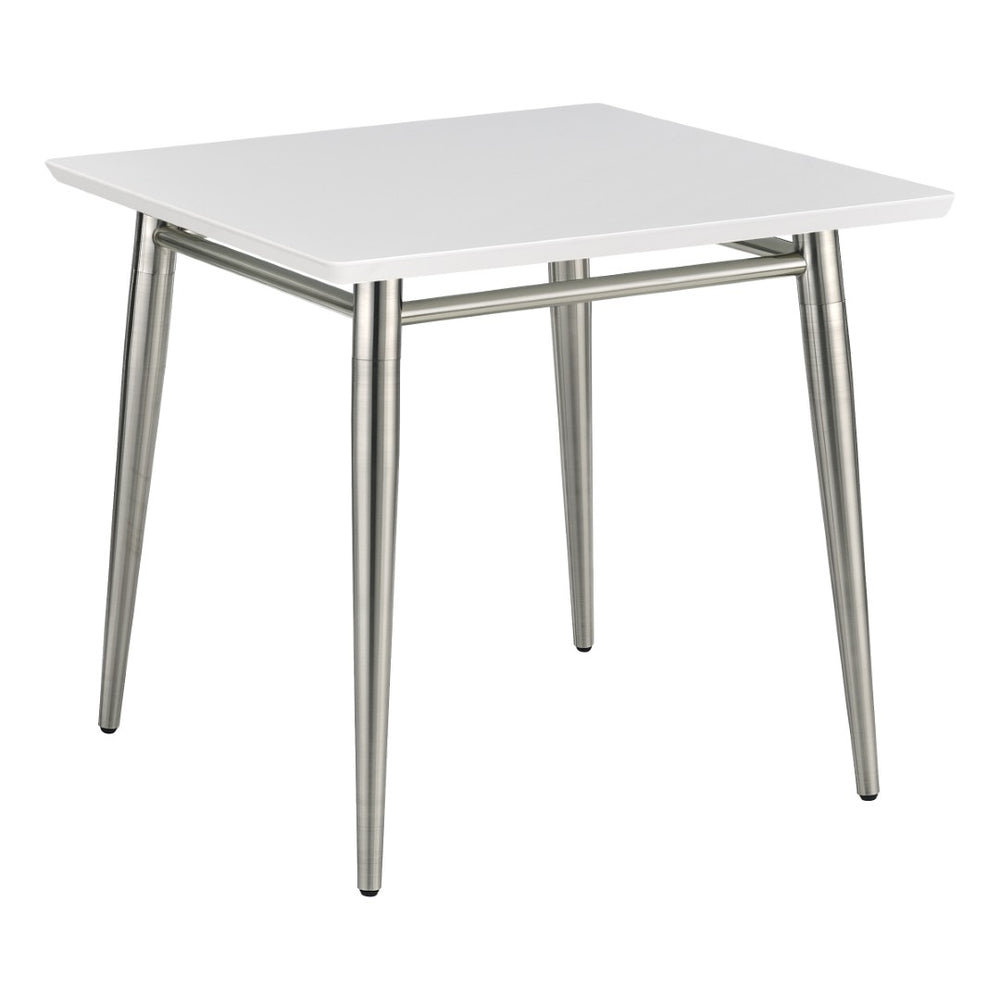 OSP Home Furnishings Brooklyn Square End Table with Brushed Nickel Frame for Modern Living Rooms and Offices White MG0922S-WH