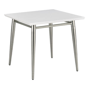 OSP Home Furnishings Brooklyn Square End Table with Brushed Nickel Frame for Modern Living Rooms and Offices White MG0922S-WH