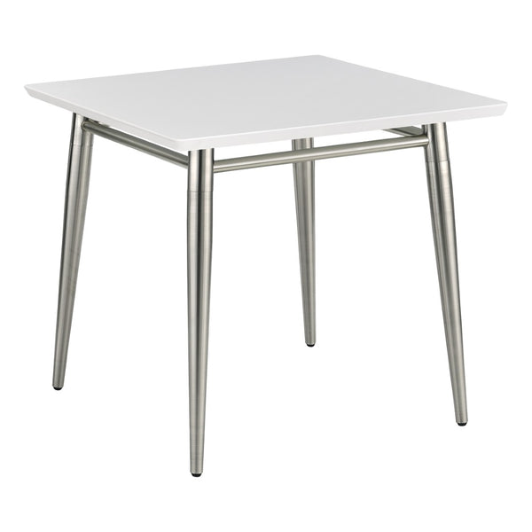 OSP Home Furnishings Brooklyn Square End Table with Brushed Nickel Frame for Modern Living Rooms and Offices White MG0922S-WH