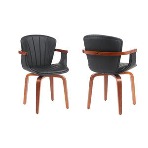 English Elm Mid-Century Bentwood Swivel Dining Chairs Set Of 2 – Stylish Pu Leather Accent Chairs In Black N842P290039B
