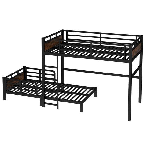 English Elm Twin Xl Solid Pine Loft Bed with Built-in Led Lighting and Storage Shelves W1580S00442