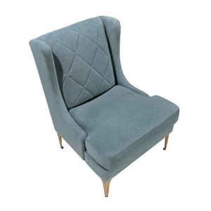 English Elm Modern Luxury Chenille Upholstery Wingback Accent Chair with Diamond Stitching, Gold Metal Legs and Reversible Cushion for Durable Comfort and Style Blue 32.5 L x 28 W x 19 H B011P308539