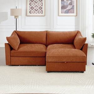 English Elm 2 Seater Sofa With Movable Ottoman And Hidden Storage - Stylish Chenille Comfort For Any Space W3041S00203