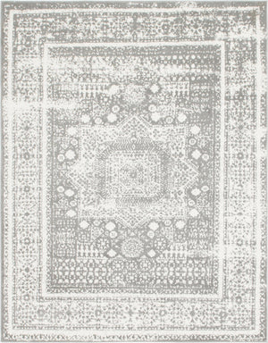 Unique Loom Rosso Cavalli Machine Made Border Rug Gray, Ivory 7' 10" x 10' 0"
