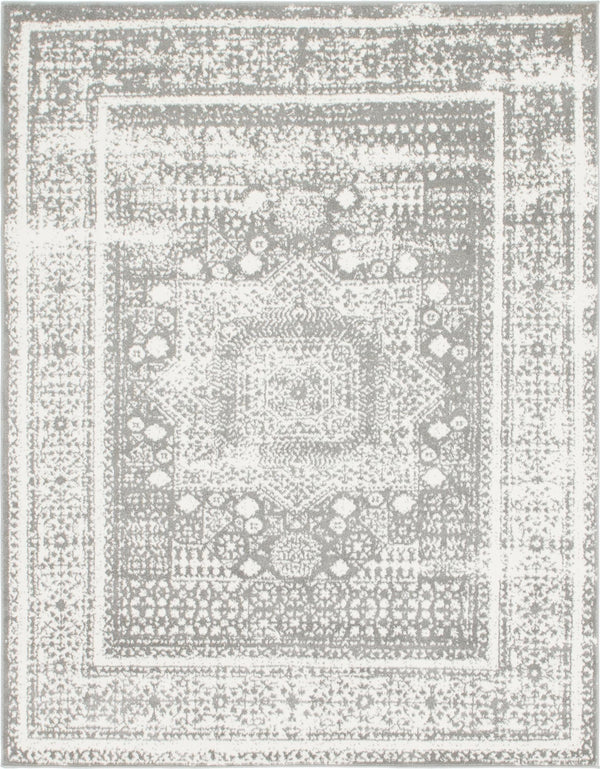 Unique Loom Rosso Cavalli Machine Made Border Rug Gray, Ivory 7' 10" x 10' 0"