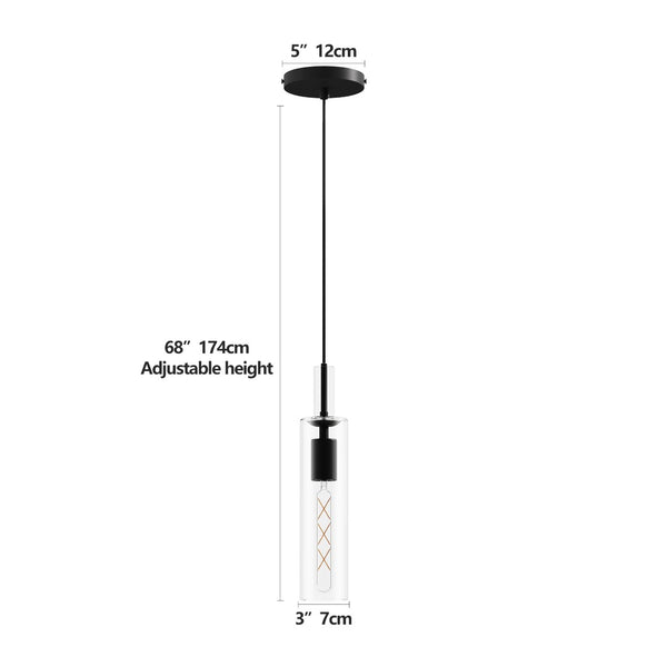 English Elm 3 Pack Industrial Pendant Lights Clear Glass Matte Black for Kitchen Island Dining W1340P309767