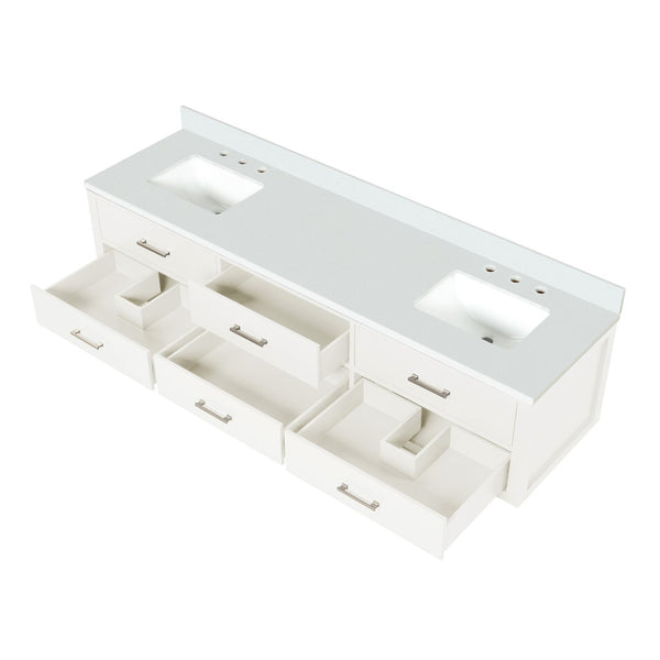 English Elm White Double Bath Vanity With Cultured Marble Top - Elegant 80" W X 22" D Design For Your Bathroom Upgrade B2731P258122-GIGA