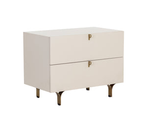 Sunpan Celine Nightstand - Elegant Two-Drawer Design with Antique Brass Feet for a Luxe Bedroom Retreat Large - 30W x 17.75D x 23H