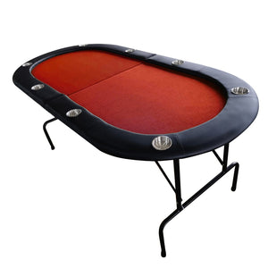 English Elm Ino Design Foldable 8 Player Poker Table with Cup Holders and Padded Vinyl Rails Red W2748P221629