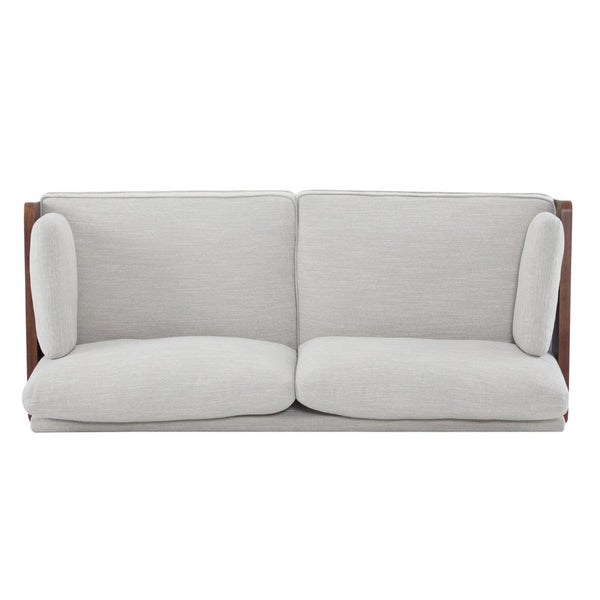 English Elm Mid-century Modern Compact Sofa with Plush Cushions and Rounded Wood Legs for Living Rooms Beige N771P205110M