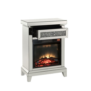 English Elm Noralie Glam Mirrored Electric Fireplace Console with Faux Diamond Accents B2726P448748