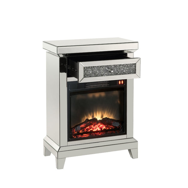 English Elm Noralie Glam Mirrored Electric Fireplace Console with Faux Diamond Accents B2726P448748