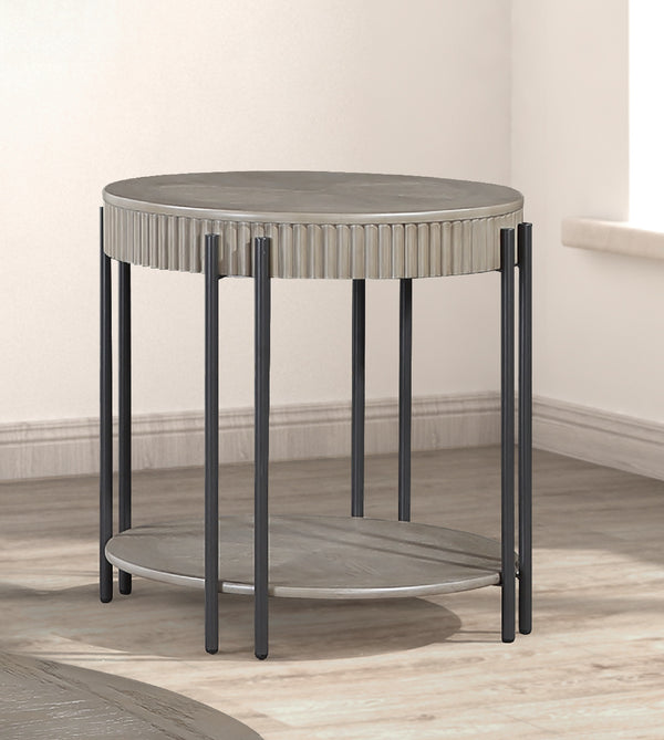 English Elm 1pc Sleek Contemporary Coffee Table with Storage Drawers, Metal Pulls and Modern Wooden Design Black,Brown+Tan 27 L x 27 W x 11 H B011P245447