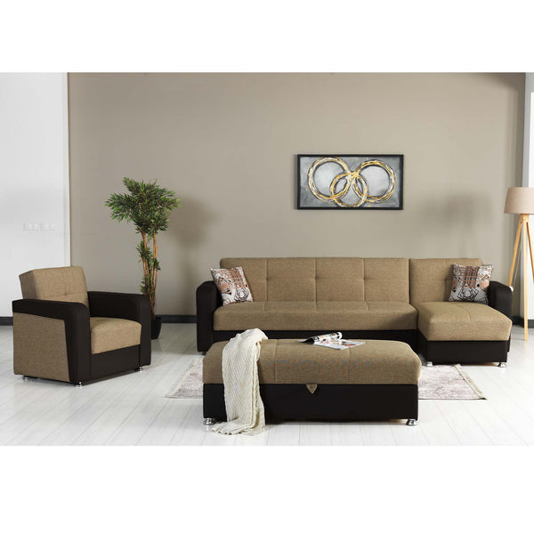 English Elm PrimeNest Concorde Collection Upholstered Convertible Armchair with Storage, Chenille Comfort Blend Black,Brown PU B030P286153