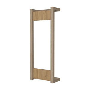 English Elm Washan Wall-Mounted Towel Rack with Open Vertical Frame and Lower Shelf, Natural Oak Finish, 31.5" tall B128P375318