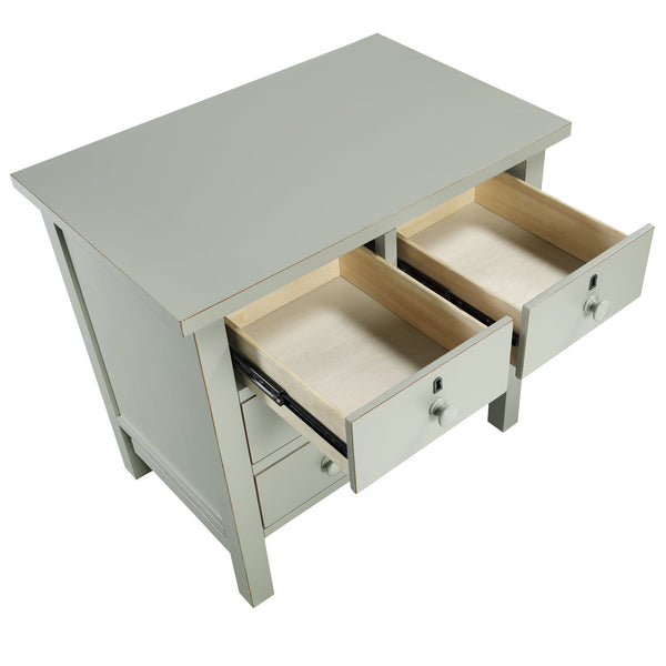 English Elm Georgina Distressed 4-Drawer Nightstand with French Dovetail Drawers and Decorative Faux Keyholes, 32" Antique Grey B050P376954