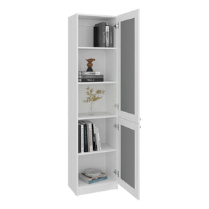 English Elm Home Vertical Freestanding Bookcase with Open Shelving and Enclosed Lower Cabinet White B070P487573