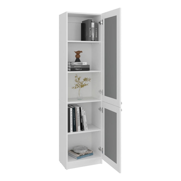 English Elm Home Vertical Freestanding Bookcase with Open Shelving and Enclosed Lower Cabinet White B070P487573
