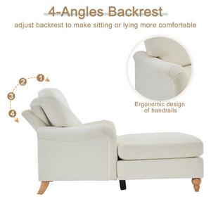English Elm Modern Mid-Century Oversized Chaise Lounger Sofa Bed with Solid Wood Legs, Deep Seat Comfort Sleeper White W2363S00071