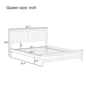 English Elm Modern Solid Wood Full Platform Bed with Slatted Headboard, Pine/MDF Frame, 550LB Capacity, No Box Spring Needed White 83.5 L x 16.5 W x 5 H N701P301000K
