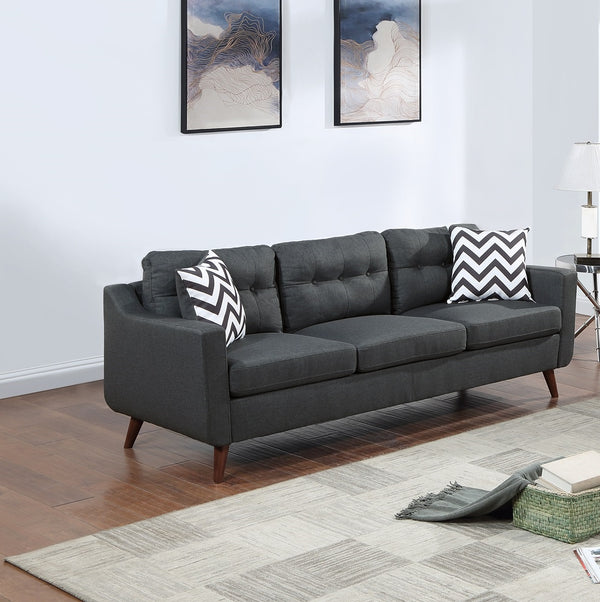 English Elm Modern 2-Piece Sofa Loveseat Set with Tufted Back Cushions, Geometric Throw Pillows & Tapered Legs Black 53 L x 31 W x 19 H B011S01305