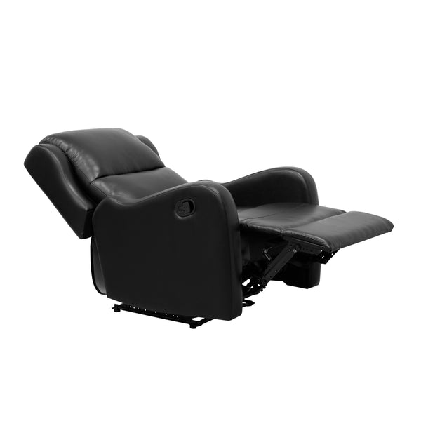 English Elm Black Reclining Chair Durant Collection Faux Leather Single Recliner Pull-Tab Comfort Seat, 30x38x41" B011P294664