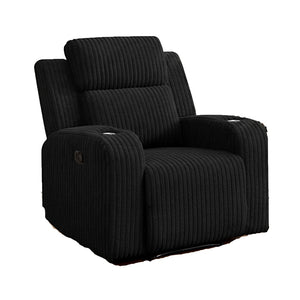 English Elm Recliner Chair Corduroy Upholstered with Bluetooth Speaker and Usb Charging for Living Room Black W3900P384915