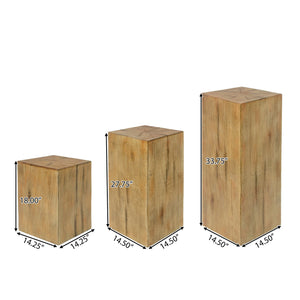 English Elm Christopher Knight Home® - Retro Square-Column Side Table Set with Wood-Look MGO Finish, Stackable End Tables for Living Room Natural N770S372N98N99N