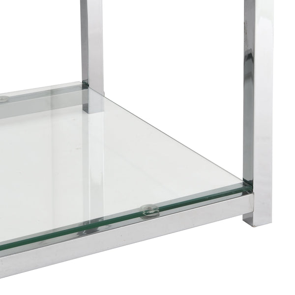 English Elm Chrome Wine Rack with 12-Bottle Capacity, 3 Tempered Shelves, Stemware Holders & Sturdy Metal Frame W82135352