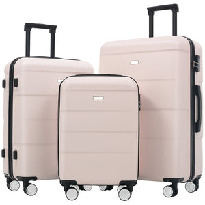 English Elm Hardshell 3 Piece Luggage Set Abs Spinner Suitcase with Tsa Lock Telescoping Handle Light Pink N732P308497U