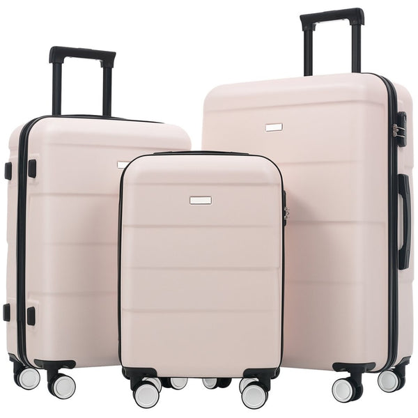 English Elm Hardshell 3 Piece Luggage Set Abs Spinner Suitcase with Tsa Lock Telescoping Handle Light Pink N732P308497U