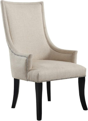 English Elm High Back Wingback Accent Chair Polyester Upholstery Nailhead Trim Tailored Living Room Seat Black+Natural B011P439042