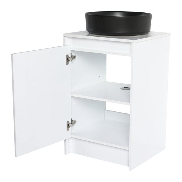 English Elm 20" Freestanding Bathroom Cabinet With Art Ceramic Sink, Soft Close Doors, Modern Glossy White Design W999S00386