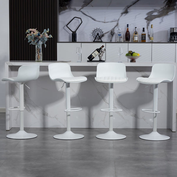English Elm Bar Stools Set of 2 Adjustable Swivel Pu Leather Kitchen Island Seating with Back White W676P358683