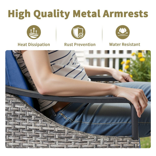 English Elm Outdoor Pe Wicker Lounge Chair Set of 2 with Deep Cushioned Seats for Patio Decks T3773P416069
